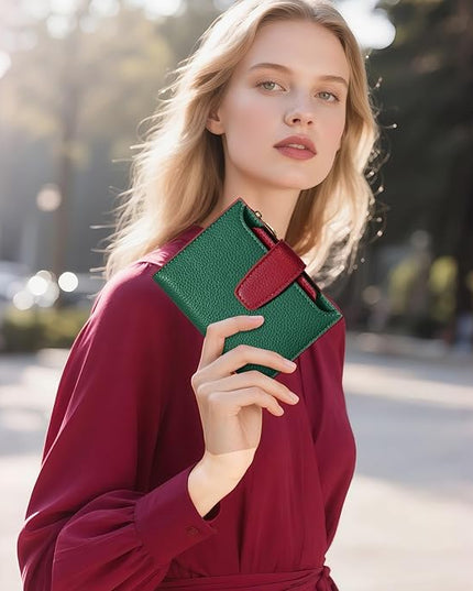 Airkit Small Wallet Women RFID Blocking Soft Leather Bifold Compact Card Holder Wallet for Women with Zipper Coin Pocket 4 ID Window