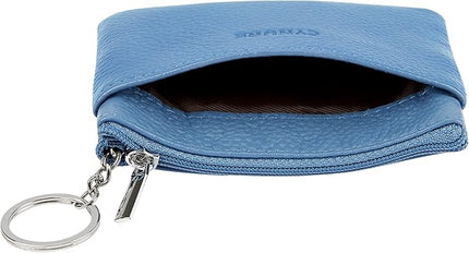 Women's Genuine Leather Coin Purse Mini Pouch Change Wallet with Keychain