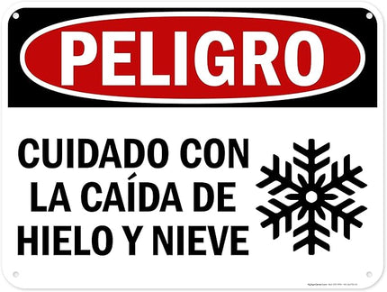 Danger Watch for Falling Ice and Snow Bilingual Sign, 18x24 Inches, 55 mil thick HDPS (high density polystyrene), Made in USA by My Sign Center