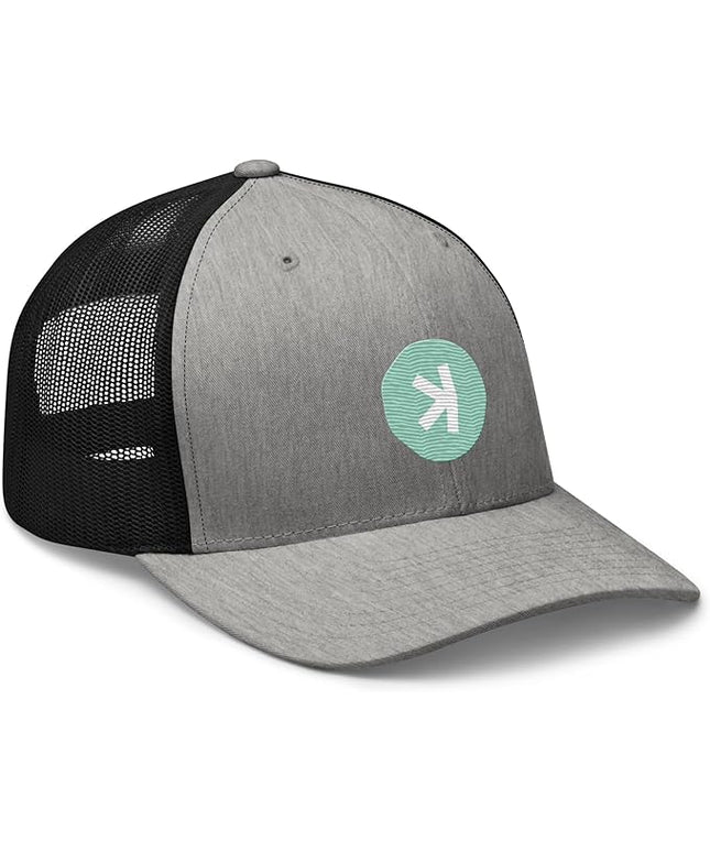 KASPA Crypto Logo Trucker Cap, Heather/ Black, Talla Única