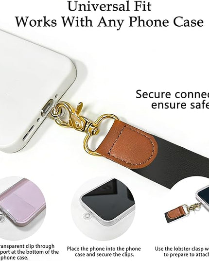 Black Adjustable Phone Lanyard Crossbody & Wrist Strap – Universal Neck Strap for iPhone Android, Keys & Wallets