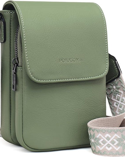 POIUGOYA Small Crossbody Bags for Women Trendy,Leather Triple Compartment Cell Phone Crossbody Wallet Purses with Card Slots