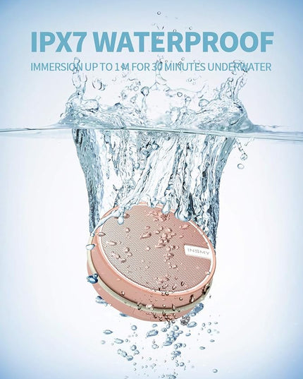 INSMY C12 IPX7 Waterproof Shower Bluetooth Speaker, Portable Small Speaker, Speakers Bluetooth Wireless Loud Clear Sound Support TF Card Suction Cup for Outdoor Kayak Canoe Beach Gift (Cashmere Pink)