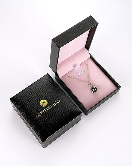 Tahitian Black Pearl Necklaces for Women, Sterling Silver Single Pearl Pendant Necklace Birthday Anniversary Jewelry Gifts for Wife Mom