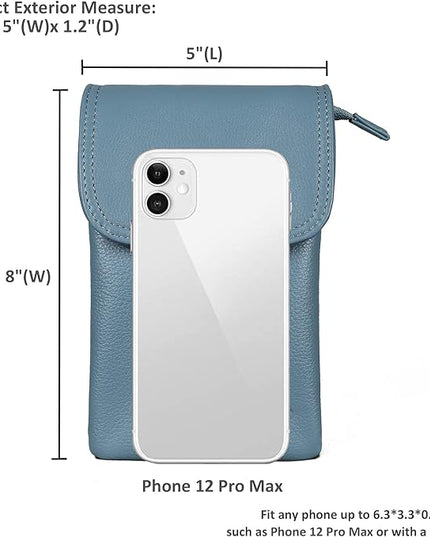 befen Genuine Leather Small Crossbody Bags for Women Cell Phone Bag Cross Body Purses,Silver Zipper