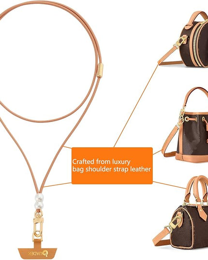 Leather cell phone lanyard Detachable Phone Chain Strap 2-in-1 Phone Charm with