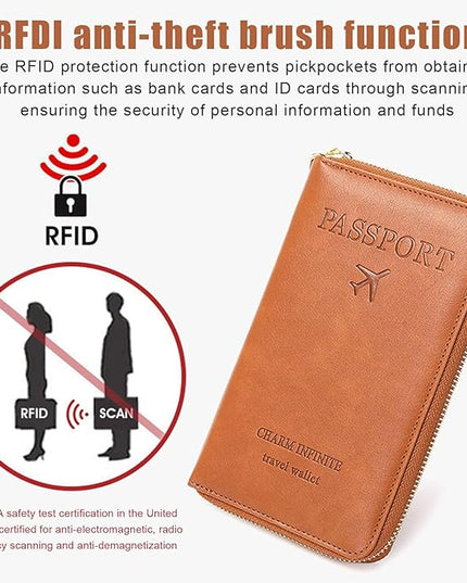 Multi-Function RFID Travel Passport Wallet with Phone Pocket - Ultimate Passport Holder for Women & Men | Holds Phones, Passports, Cash, Cards & Boarding Passes (Blue)
