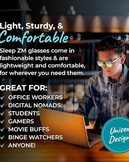 100% Blue Light Blocking Glasses - Women + Men - Better Sleep - Anti Eye Strain Protection - Computer Screens Gaming