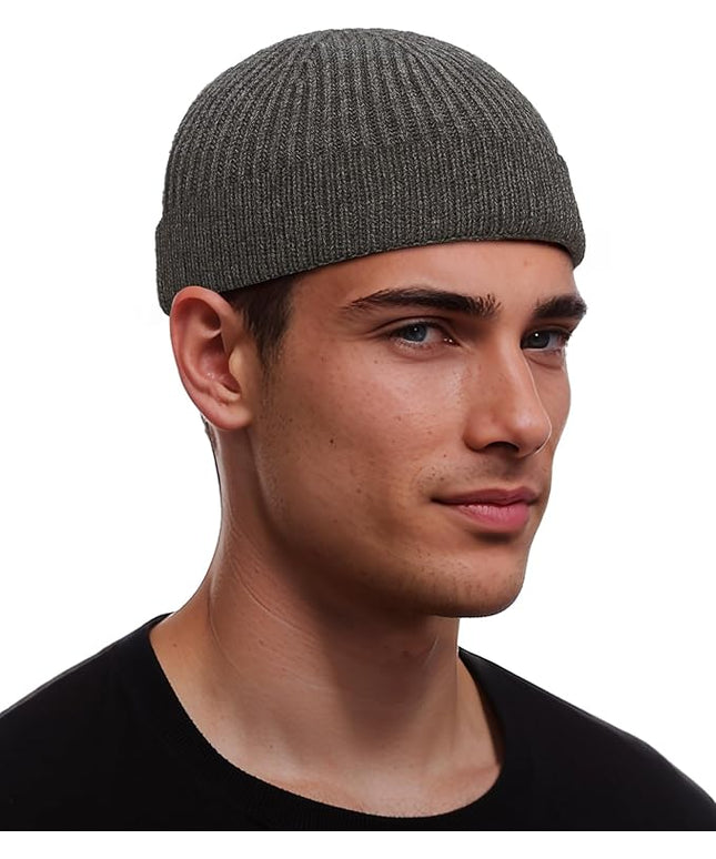 vidsel Thin Wool Fisherman Beanie for Men Women, Short Knit Cuff Trawler Watch Hats