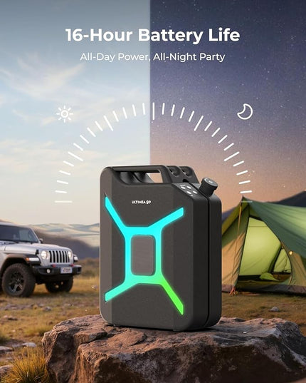 ULTIMEA Go Portable Party Speaker, 300W Wireless PartyBox with Bass Boost, RGB Light, TWS Stereo, Auracast Mode, Mic/Guitar Input, APP Control, Powerful Bluetooth Speaker for Party and Outdoor (Black)
