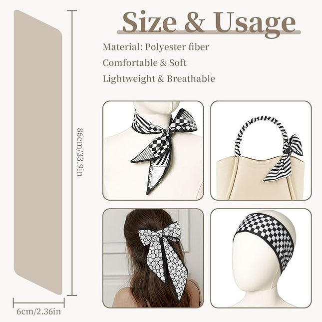 4 Pack Purse Scarf Handbags Skinny Twill Hair Scarves Narrow Neck Scarf Band Women Fashion Accessories Bag Charms