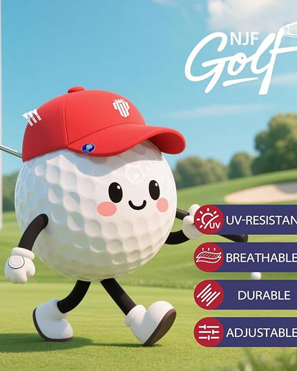 NJF Golf™ Hat Men - Breathable Mens Golf Hats, Adjustable Rope Snapback Cap, Convenient Cap with Tee Holder