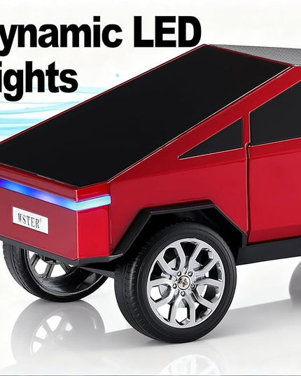 Futuristic Truck Model Bluetooth Replica Speaker with LED Display Screen – Considerate Gift for Car Design Fans & Audio Users, TWS Stereo, FM, USB/TF Playback, LED Headlights, Built-in Mic (Red)