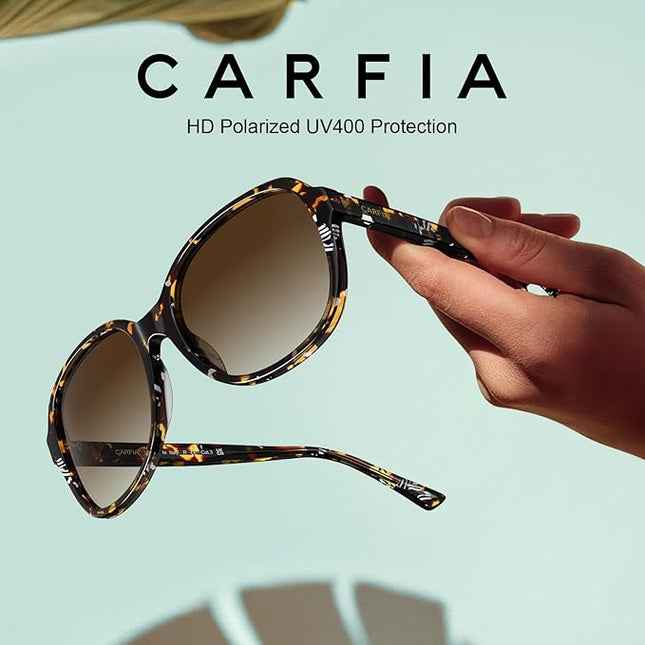 CARFIA Acetate Oversized Square Polarized Sunglasses for Women UV Protection Retro Trendy Big Shades