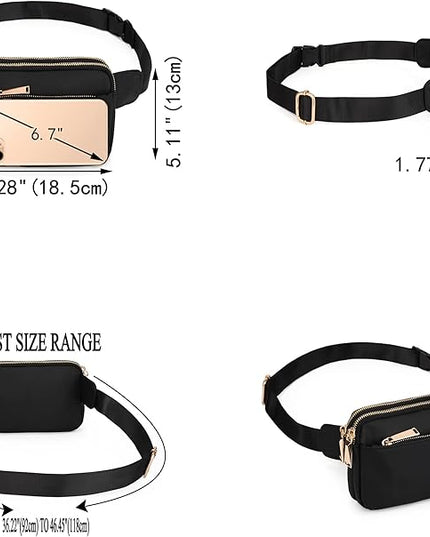 UTO Fanny Pack for Women Crossbody Trendy Fashion Belt Purse Chest Waist Hip Bumbag for Outdoor Shopping Travel Hiking