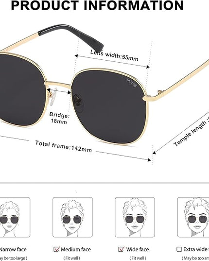 SOJOS Classic Trendy Square Sunglasses for Women Men Cute Big Frame Gold Shades SJ1137