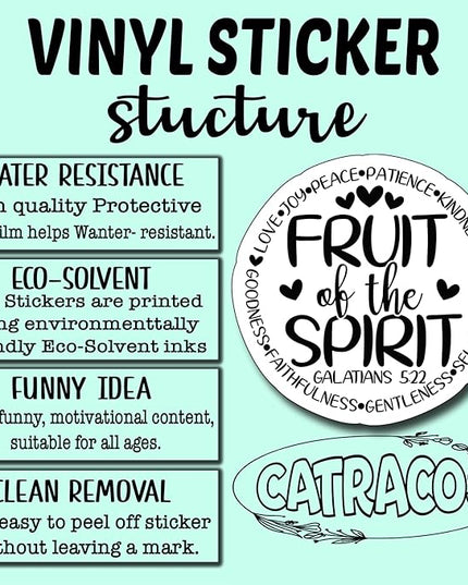 (3Pcs) Fruit of The Spirit Sticker, Christian Gifts Decorate Books Laptop Phone, Water Bottles Kindles Stickers, Tumbler Sticker Waterproof Vinyl Decorate Sticker 3" Inch