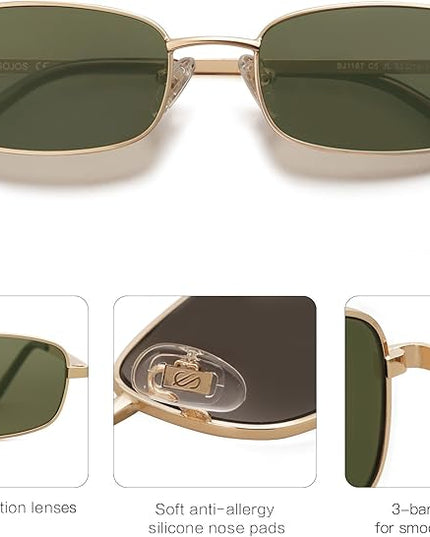 SOJOS Small Trendy Rectangle Sunglasses Womens Mens, Retro 80s 90s Y2k Chic Narrow Thin Skinny Sunnies SJ1187