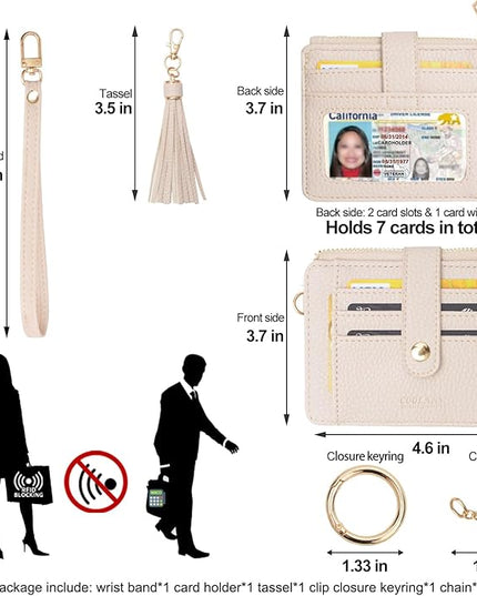 COOLANS Silicone Bracelet Wristlet Wallet Credit Card Holder RFID,ID Window,Key Ring Tassel,Slim Wallet Women Keychain Purse