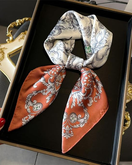 MINIDORA Satin Scarves for Women 27.5 × 27.5 inches Medium Square Elegant Silk Feeling Head Scarf