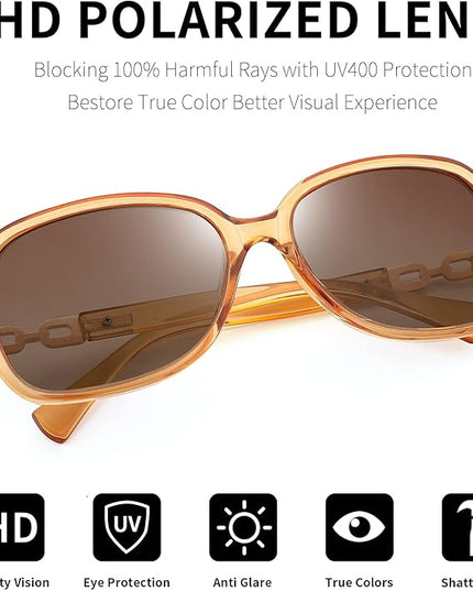 FEISEDY Vintage Square Polarized Sunglasses for Women UV400 Travel Driving Fashion Arcuate Sunglasses B2526