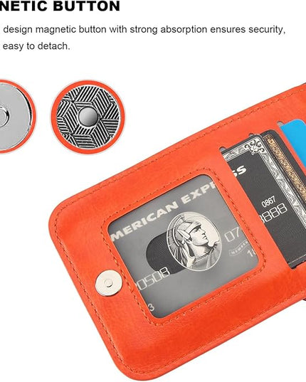 KIHUWEY Compatible with iPhone 13 Pro Max Case Wallet with Credit Card Holder, Premium Leather Magnetic Clasp Kickstand Heavy Duty Protective Cover for iPhone 13 Pro Max 6.7 Inch (Orange)