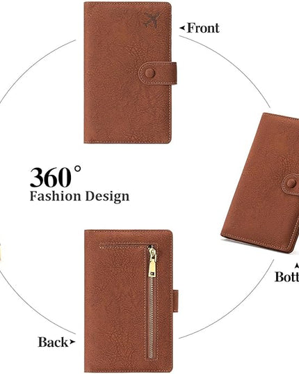 RFID Blocking Passport Wallet Cover Case Travel Document Organizer for Women and Men,Travel Wallet for Credit Card