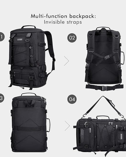 WITZMAN Travel Backpack for Men Convertible Large Carry on Backpack with Shoe Compartment for Airplanes Fit 17 Inch Laptop(B689 Black)