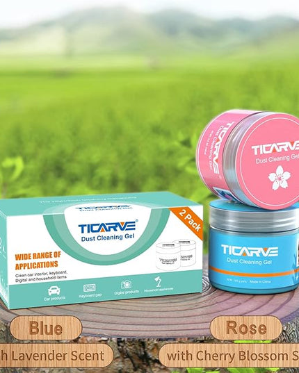 TICARVE 2Pack Cleaning Gel Car Putty Slime for Detailing Putty Detail Tools Car Interior Cleaner Automotive Cleaning Kits Keyboard Cleaner Blue Rose (320g/11.2oz)