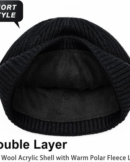 ROYBENS Swag Wool Knit Cuff Short Fisherman Beanie for Men Women, Winter Warm Hats
