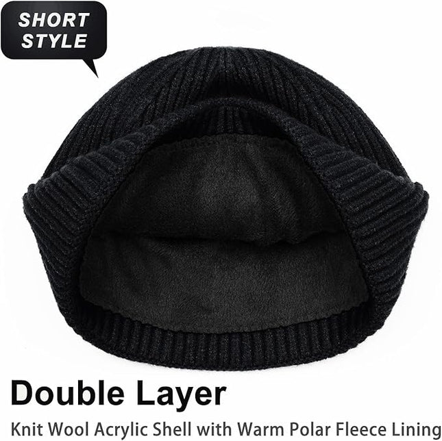 ROYBENS Swag Wool Knit Cuff Short Fisherman Beanie for Men Women, Winter Warm Hats