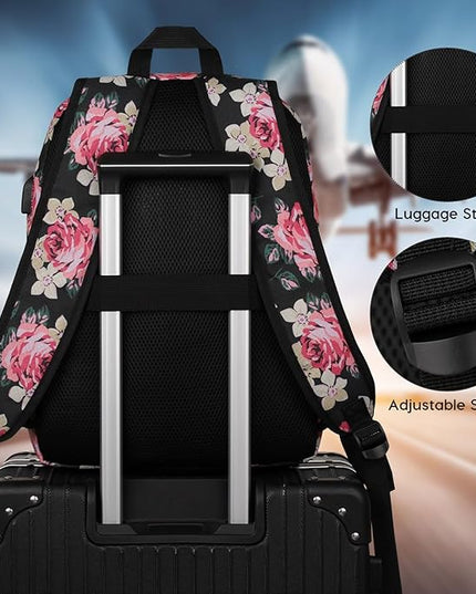 School Backpack,Classic Bookbag Women and Teen Girl Schoolbag with USB Port for High School College Office Work Travel