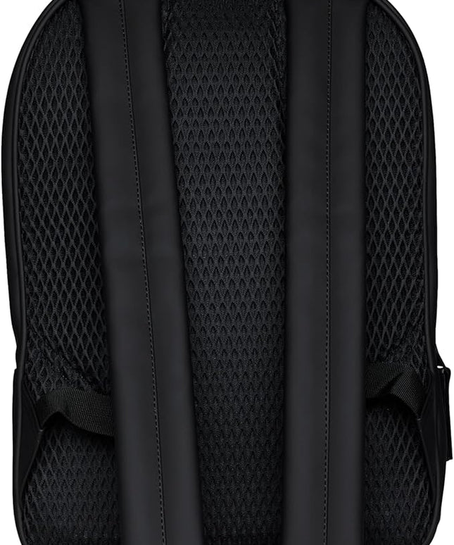 RAINS Book Daypack Regular Black Laptop Backpack for Men and Women, Waterproof Black Minimalist Commuter Bag with 15”-16"