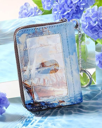FurArt Zipper Wallet Women, RFID Blocking Credit Card Wallet, Business Card Holder, Compact Size KeyChain Wallet