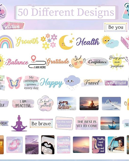 Vision Board Stickers for Women - 50Pcs Self Care Planner Stickers, Positive Affirmations Stickers for Journal, Healing Journey Vision Board Supplies Kit, Relaxation Themed
