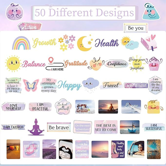 Vision Board Stickers for Women - 50Pcs Self Care Planner Stickers, Positive Affirmations Stickers for Journal, Healing Journey Vision Board Supplies Kit, Relaxation Themed