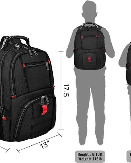 YOREPEK Large Backpack for Men, Extra Large Laptop Backpacks for Men Women, Water Resistant Travel Backpack Airline Approved Business Work Bag with USB Charging Port Fits 17 Inch Computer, Black