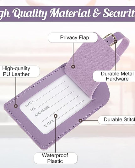 ULICO Initial Passport Cover and Luggage Tag Set,PU Leather Letter Passport Case Holder Travel Suitcase Tag, Personalized Travel Luggage Accessories Gifts for Women Kids Teenage Purple H