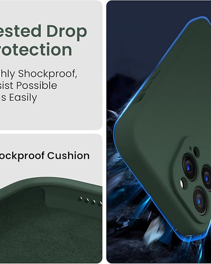 FireNova Designed for iPhone 14 Pro Max Case, Silicone Upgraded [Camera Protection] Case with [2 Screen Protectors], Soft Anti-Scratch Microfiber Lining Inside, 6.7 inch, Alpine Green