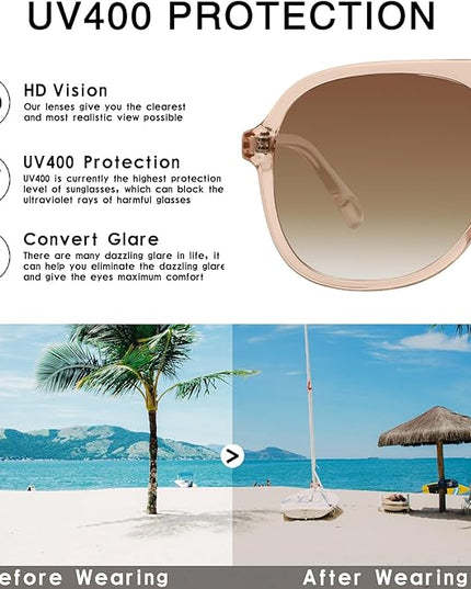 YDAOWKN Retro Square Aviator Sunglasses for Womens Mens Vintage 70s Double Bridge Sun Glasses