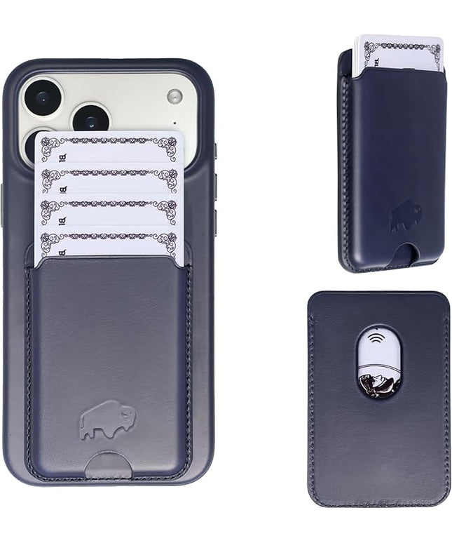 BLACKBROOK Leather Wallet for MagSafe, Duke Slim Full Grain Leather Card Holder, Holds up to 3 Cards, RFID Protection & Easy Access