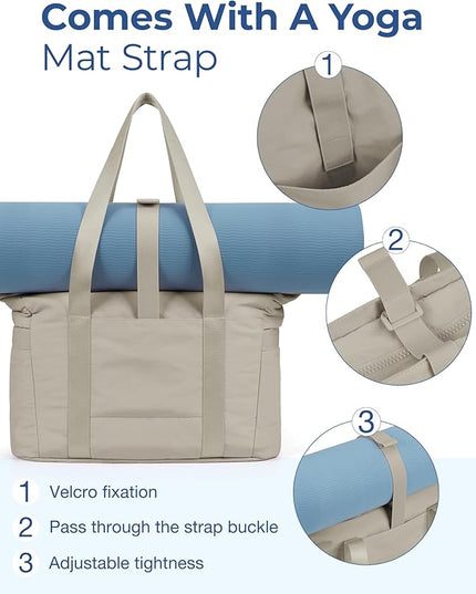 BAGSMART Tote Bag for Women, Tote Bag with Zipper Work Tote with Compartments Nurse Shoulder Hanbag for Travel, Gym