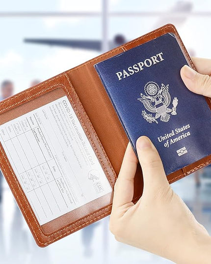 TIGARI Passport Holder for Travel Women Men, Valentines Day Gifts PU Leather Wallet Cover Case Sleeve, Waterproof Protected Document Organizer, Vacation Plane Cruise Travel Essentials