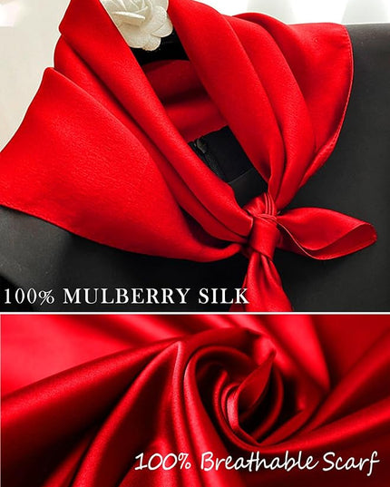 100% Mulberry Silk Scarf for Women Hair Lightweight Square Neckerchief Wrap For Head Scarves 21"