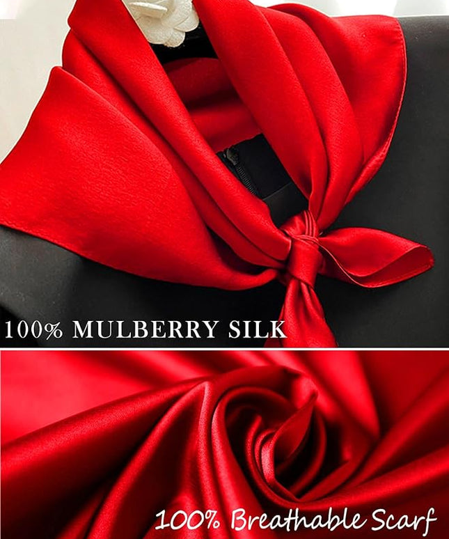100% Mulberry Silk Scarf for Women Hair Lightweight Square Neckerchief Wrap For Head Scarves 21"