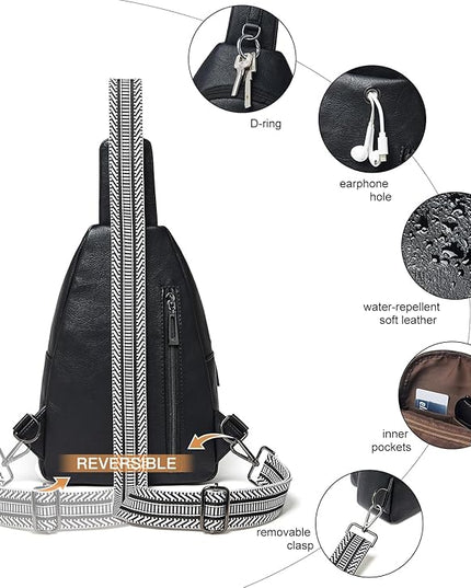7L Sling Bag For Women Men Backpack Fanny Pack Crossbody Chest Travel Shoulder Belt Bags Purse Handbag PU Leather