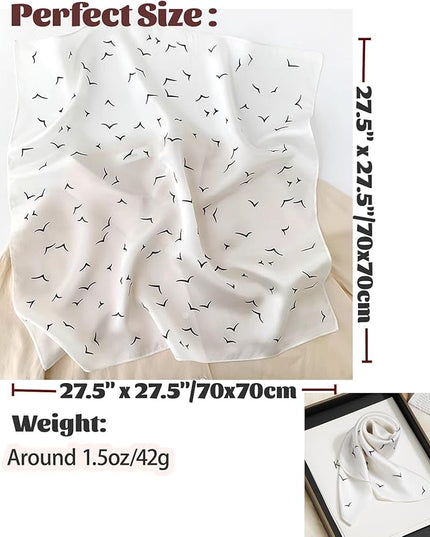kcctoo 27.5" Mulberry Silk Feeling Head Scarf Women's Fashion Square Neck Satin Scarfs for Bag Hair Scarves Gift