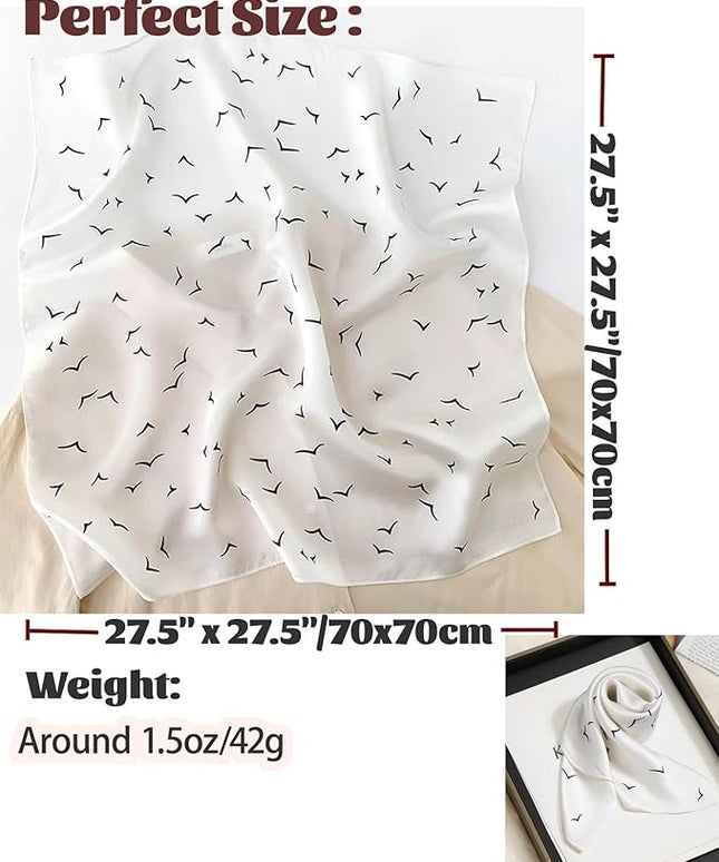 kcctoo 27.5" Mulberry Silk Feeling Head Scarf Women's Fashion Square Neck Satin Scarfs for Bag Hair Scarves Gift