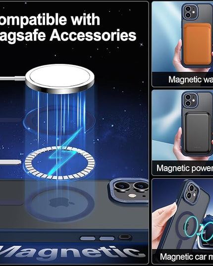 Hython Case for iPhone 12 Mini Case Magnetic Translucent Matte Phone Cases 5.4" [Compatible with MagSafe] Thin Slim Fit Shockproof Bumper Hard Protective Cover for Women Men Girls, Deep Blue