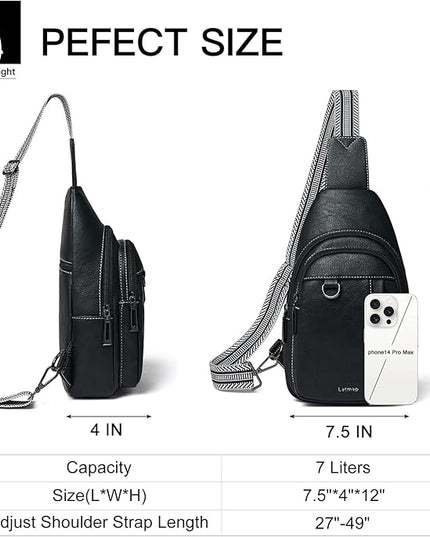 7L Sling Bag for Women Men Leather Small Sling Backpack Daypack Anti Theft Fanny Pack Crossbody Purse Travel